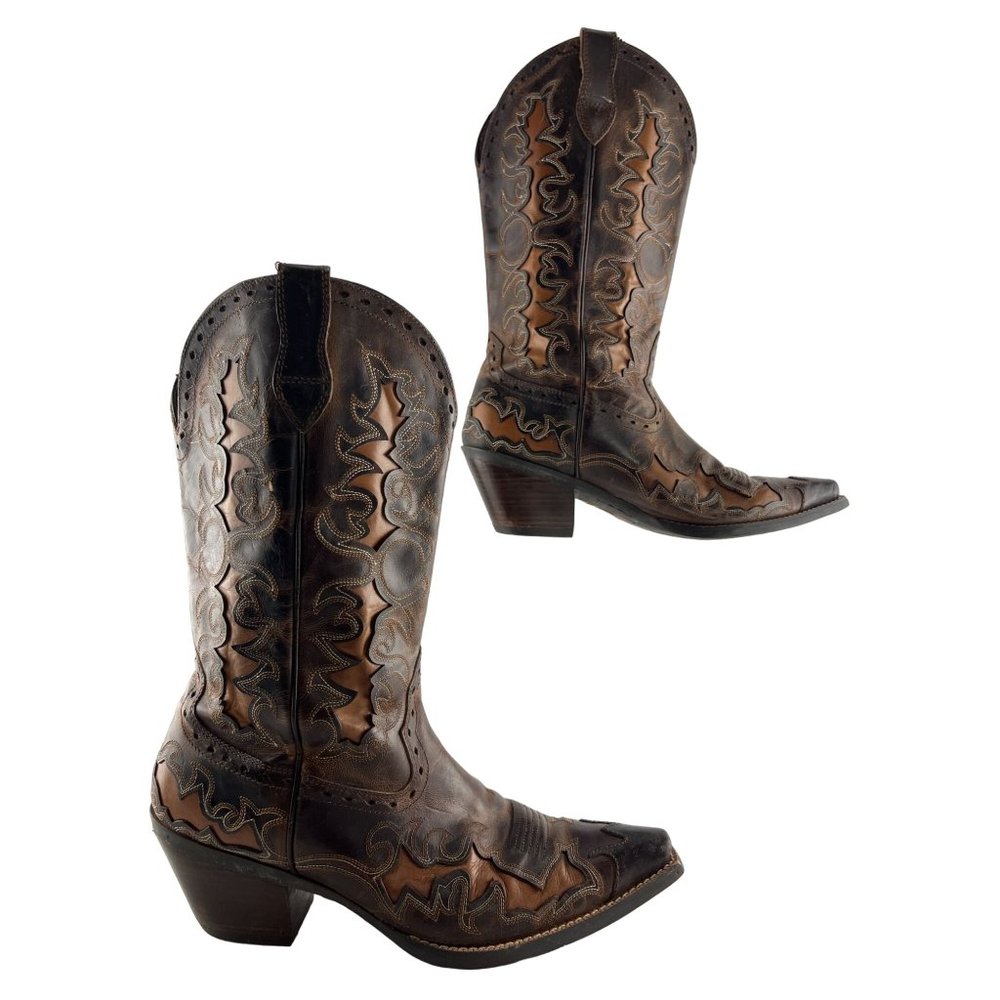 Ladies Ariat Brown Leather Snip Toe Western Cowgirl Boots Size 9.5 B